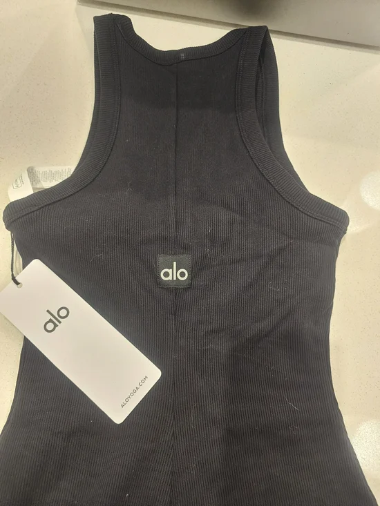 ALO Yoga Black Ribbed Racerback Tank - Picture 2 of 5